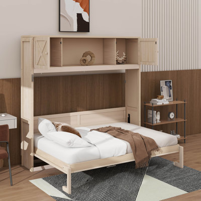Grand lit escamotable avec armoires de rangement