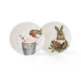Wrendale Designs, Christmas - Coupe Side Plates (Robin & Bunny)