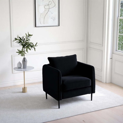 Chaise rembourrée en velours moderne - une chaise avec accoudoirs convenant au salon ou à la chambre à coucher avec coussins moelleux