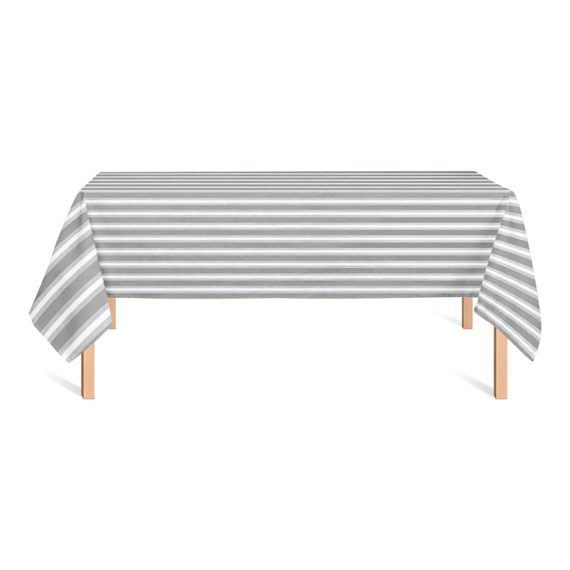 Rectangular Striped Polyester Tablecloth, Gray