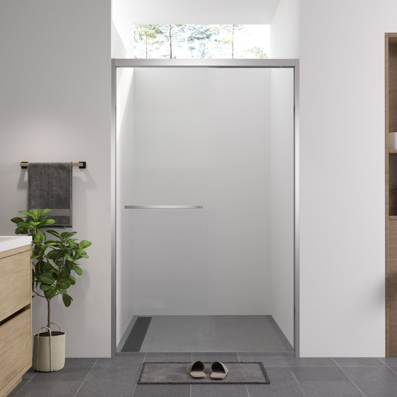 44 - 48"X76" Finished Sliding Glass Shower Enclosure, Double Bathroom Door With 1/4"  6Mm  Clear Tempered Glass, American Design, Easy Assembly