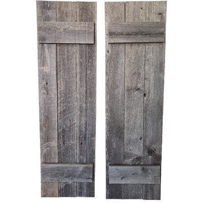 Rustic Shutters Made From 100% Reclaimed Weathered Wood - Perfect For Farmhouse Barnwood Style Decor - Set Of 2 - (11"x36")