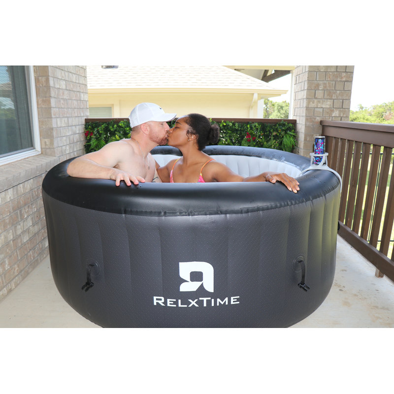 RELXTIME 4 Person 110 - Jet Polyvinyl Chloride (PVC) Round Inflatable Hot Tub