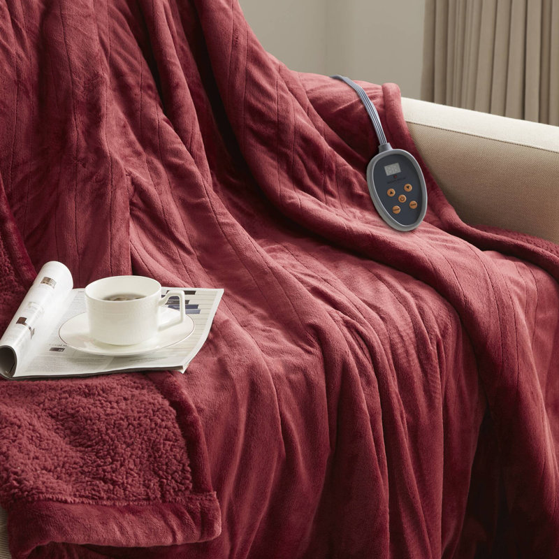 King Garnet Reversible Knitted Electric Blanket with Auto Shutoff