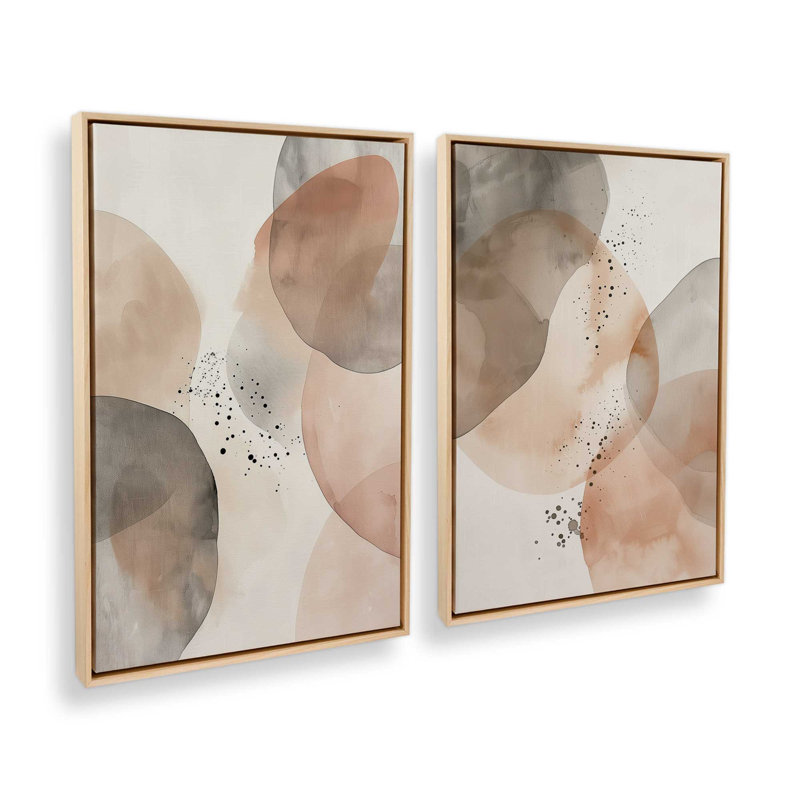 Sandstone Glow Set of 2, 37" H x 50" W, American Maple Floater Framed
