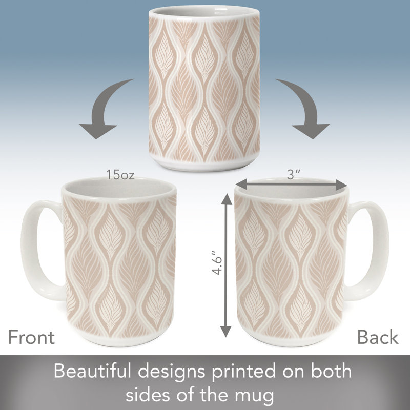 Feuilles de moka 15 oz. Tasse décorative en céramique