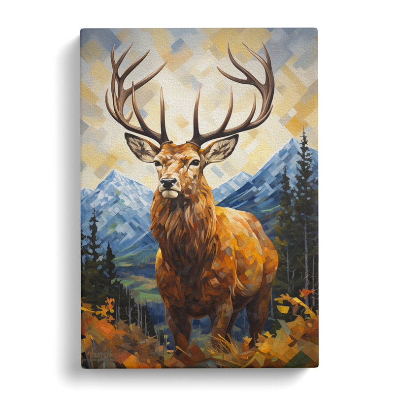Stag Hard Edge Painting No.2 - Print, 60cm H x 40cm W x 3cm D