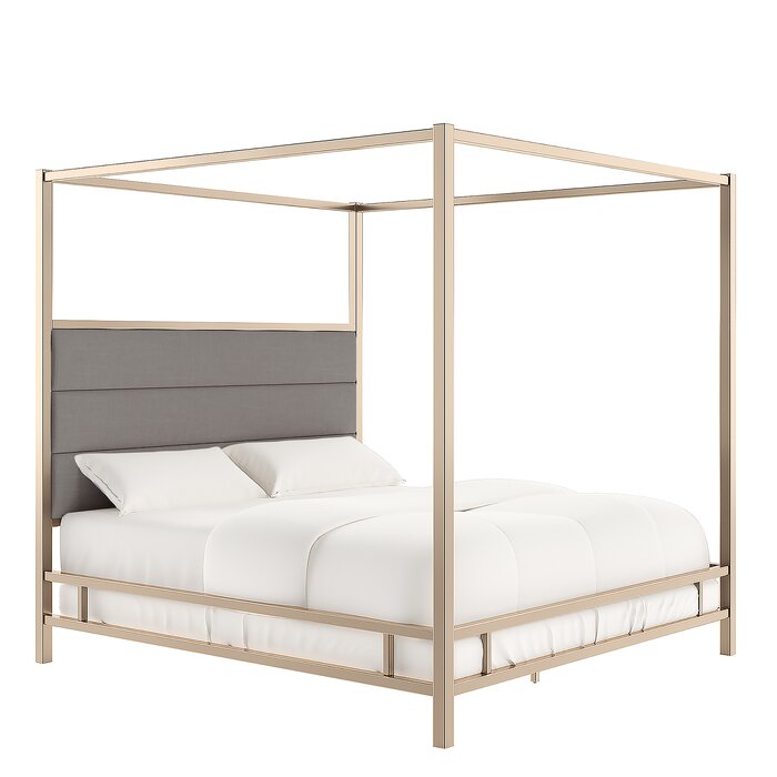 Mercury Row® Pettaway Upholstered Metal Canopy Bed & Reviews | Wayfair