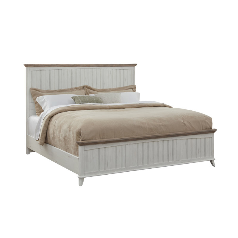 Adison Panel Bed - Weathered White - Sand Top, King