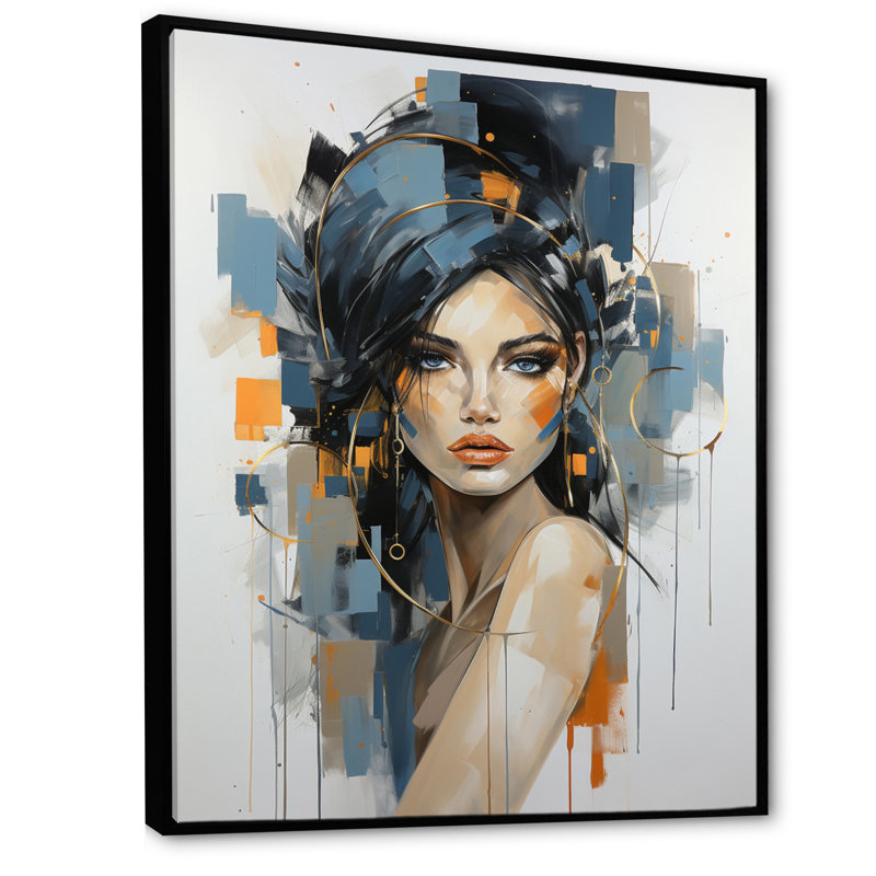 Valentino Fashion Portrait II - Décoration murale tendance, Cadre flottant noir, H 32 po x l 24 po x P 1 po