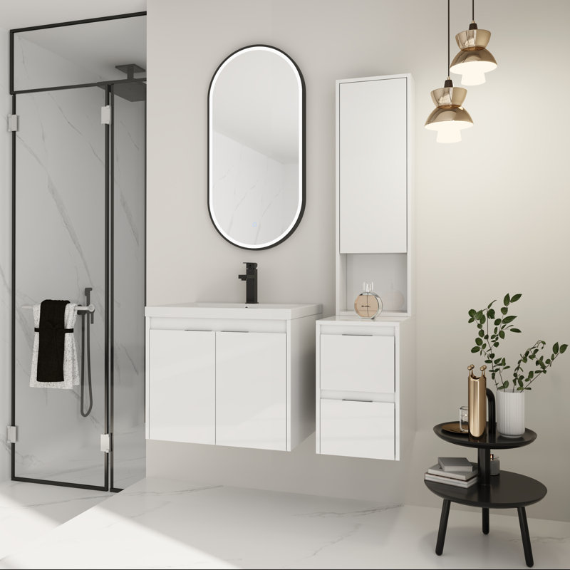 Ensemble de meuble-lavabo 48 po avec lavabo simple - Armoires à pharmacie blanches