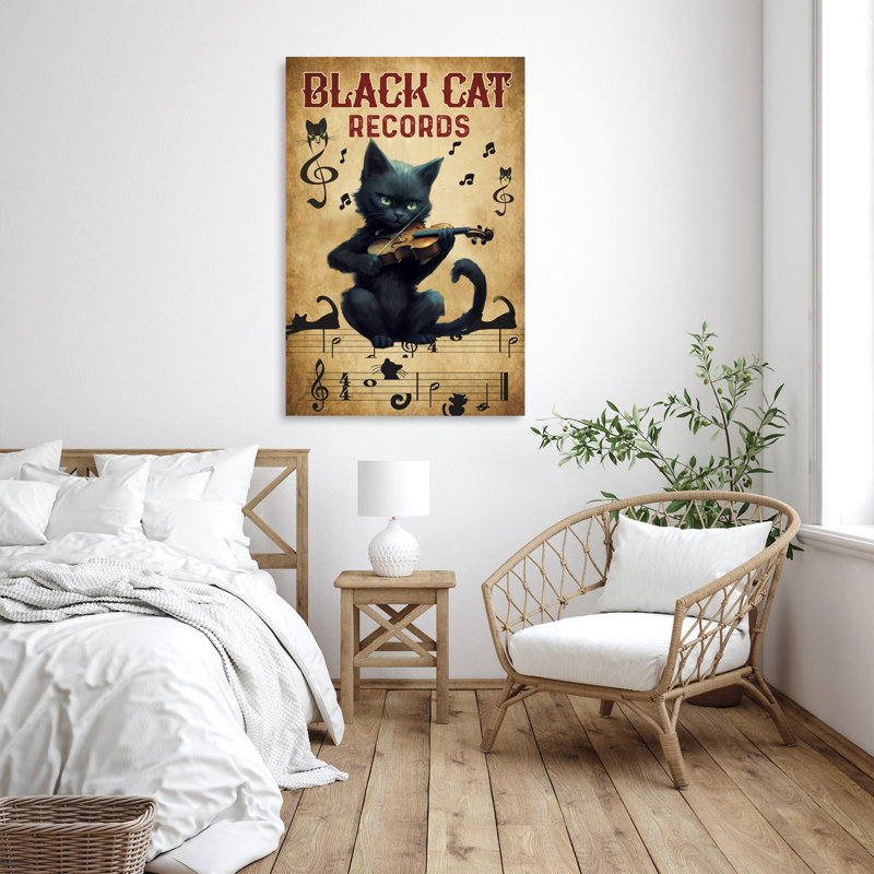 Impression sur toile, "Chat noir", H 36 po x l 24 po x P 1,25 po