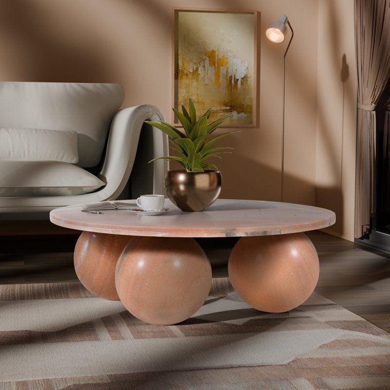 Hizki Marble Top Coffee Table, Pink