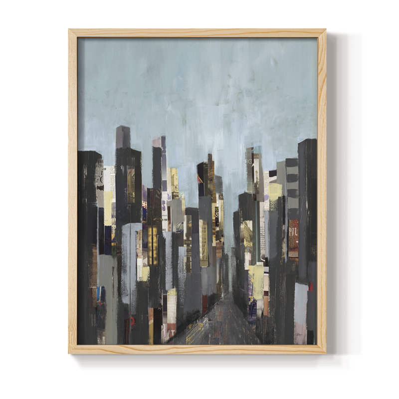 City Beat Framed Print - Solid Wood, Natural, 11" H x 9" W