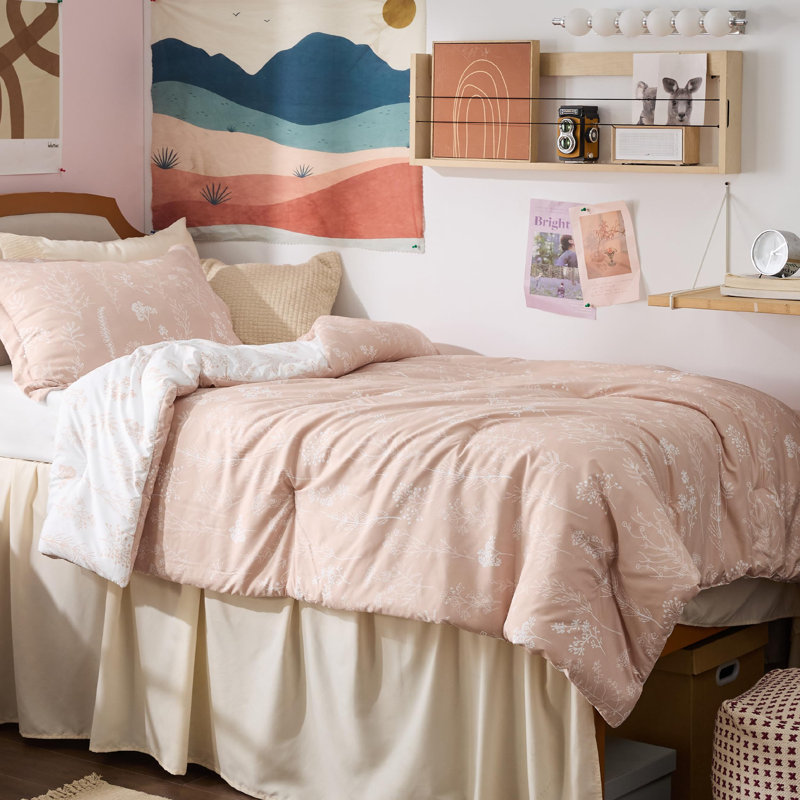 Best Seller Bedsure Comforter Set Reversible Cute Floral Bedding, 89GSM, Full Comforter + 2 Standard Pillow Sham, Dusty Rose