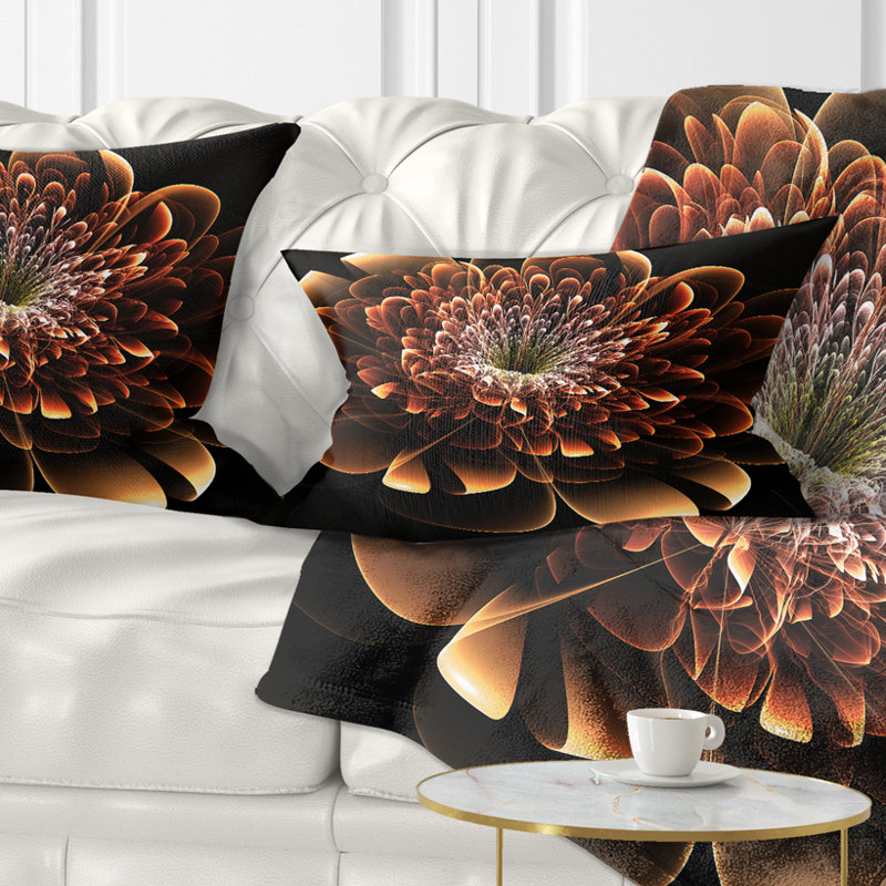 Coussin lombaire à motif floral brun