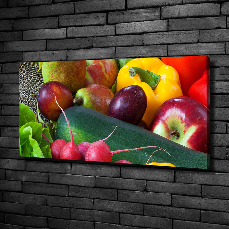Fruits and vegetables 1 Piece Wall Art, 50cm H x 100cm W x 2cm D, Canvas