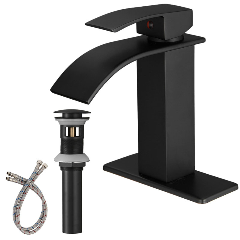 Single-Hole Single-handle Bathroom Faucet with Drain Assembly, Matte Black