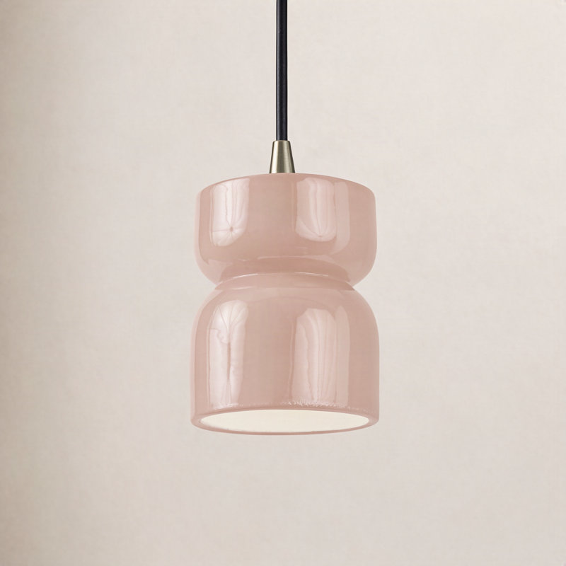 Luminaire suspendu en sablier Leni, Rosé brillant, Laiton antique