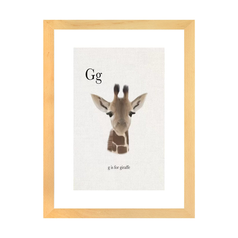 Décoration murale pour enfants G Is for Giraffe, H 24 po x l 16 po x P 1 po, Papier encadré naturel