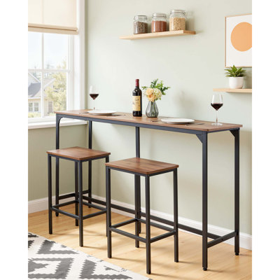 Bar Table, 1PCS 53″ Kitchen Bar Table, Tall Dining Tables with Rounded Edge, Rectangular High Top Kitchen Tables for Balcony, Living Room, Light Brown