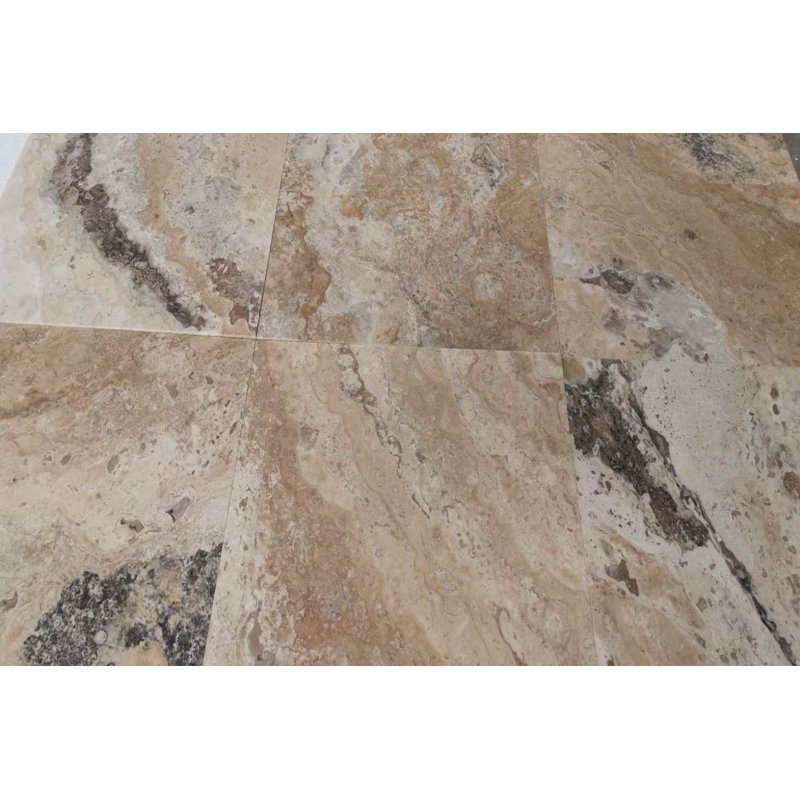 12" x 12" Travertine Stone Look Wall & Floor Tile
