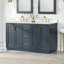 Ensemble de meuble-lavabo double 60 po avec comptoir en pierre d'ingénierie blanche sans miroir Gazsi-1277166203