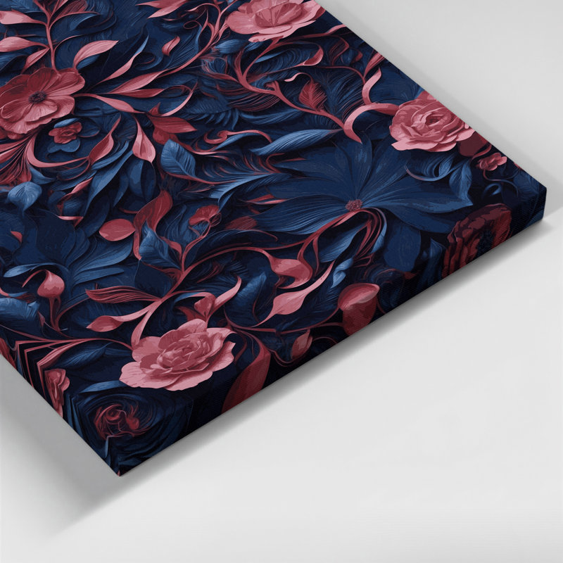 Abstrait floral 23, art mural sur toile grise, H 14 po x l 11 po