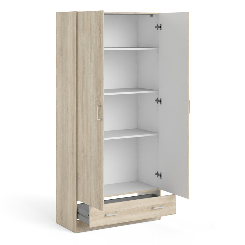 Mateah 2 Door Manufactured Wood Wardrobe, Oak