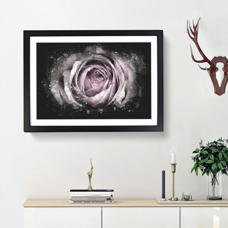 A Pale Pink Rose - Picture Frame Graphic Art Print, Black Framed, 24cm H x 33cm W x 2cm D