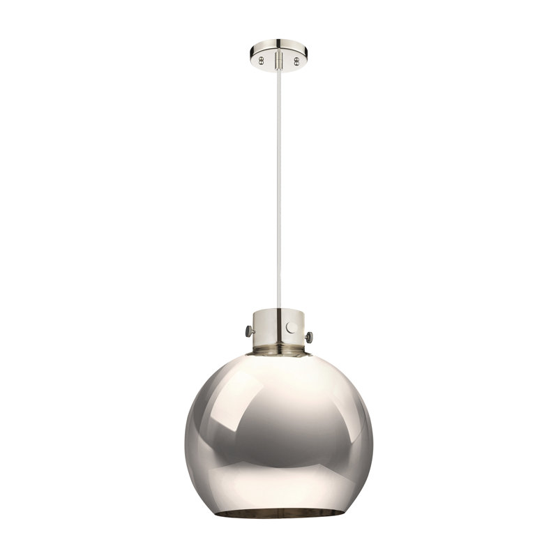 Luminaire suspendu simple à 1 lumière Bergur, Nickel poli