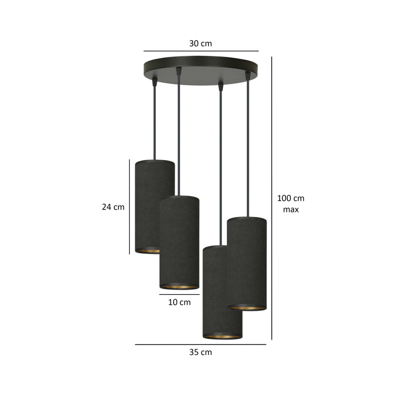 Ealidh 4 - Light Steel Cluster Pendant, Black