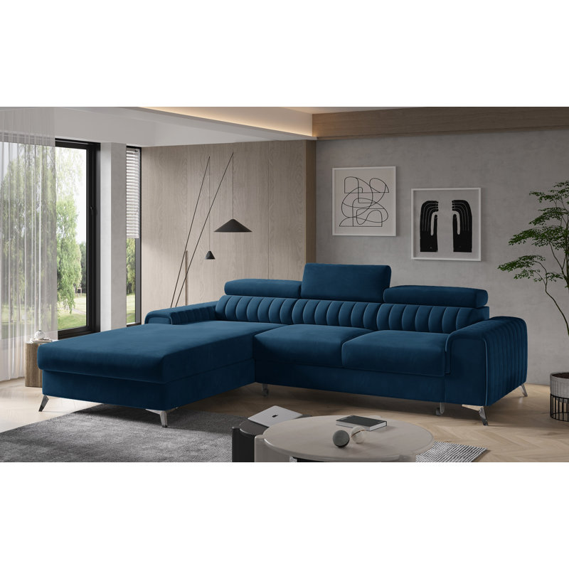 Buyce 3 Seater Corner Sofa , Left Hand Facing, Navy Blue