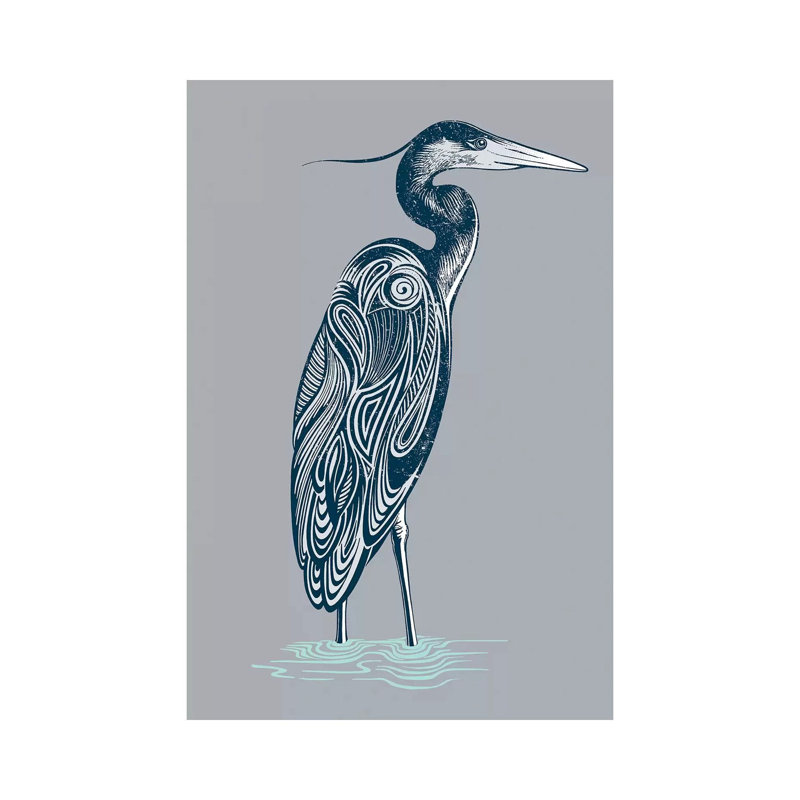 Blue Heron by Rachel Caldwell - Wrapped Canvas Print, 20.32 cm H x 30.48 cm W