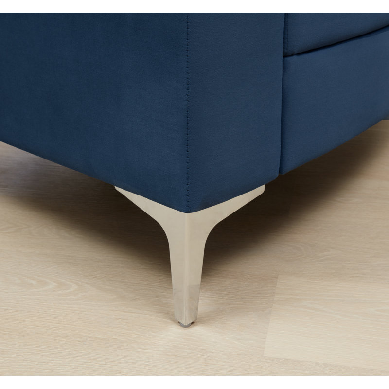 136" Wide Velvet Symmetrical Modular Corner Sectional, Blue Velvet