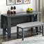 Table de salle à manger pliable en bois massif 6 de couleur grise, table, 4 chaises, banc, espace pour 6 culinaires Delight 6, bois gris, chaises et espace spacieux