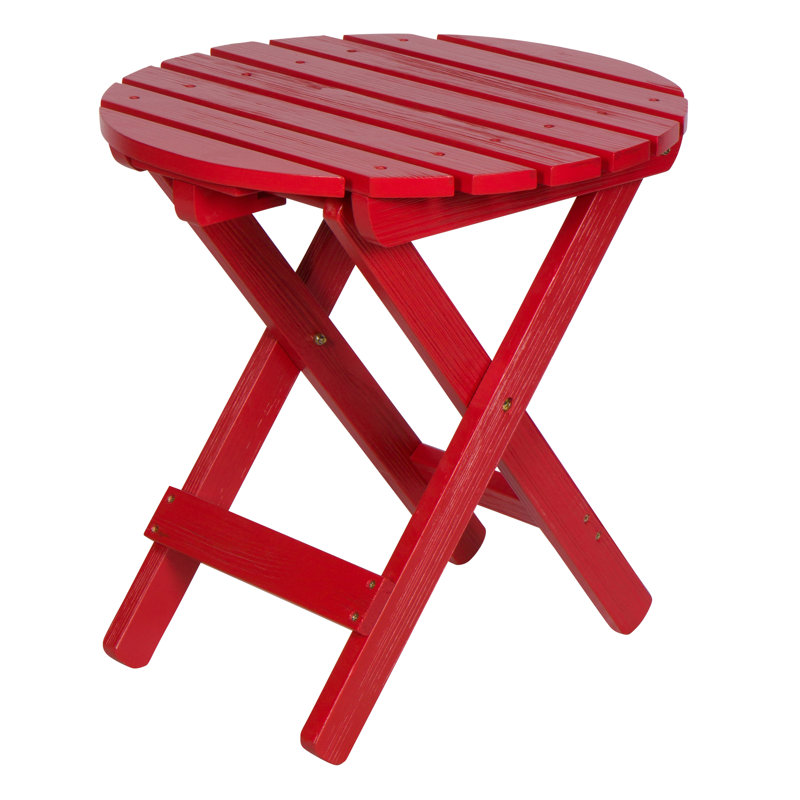 Table d'appoint ronde pliante d'extérieur Brently assemblée, Rouge piment