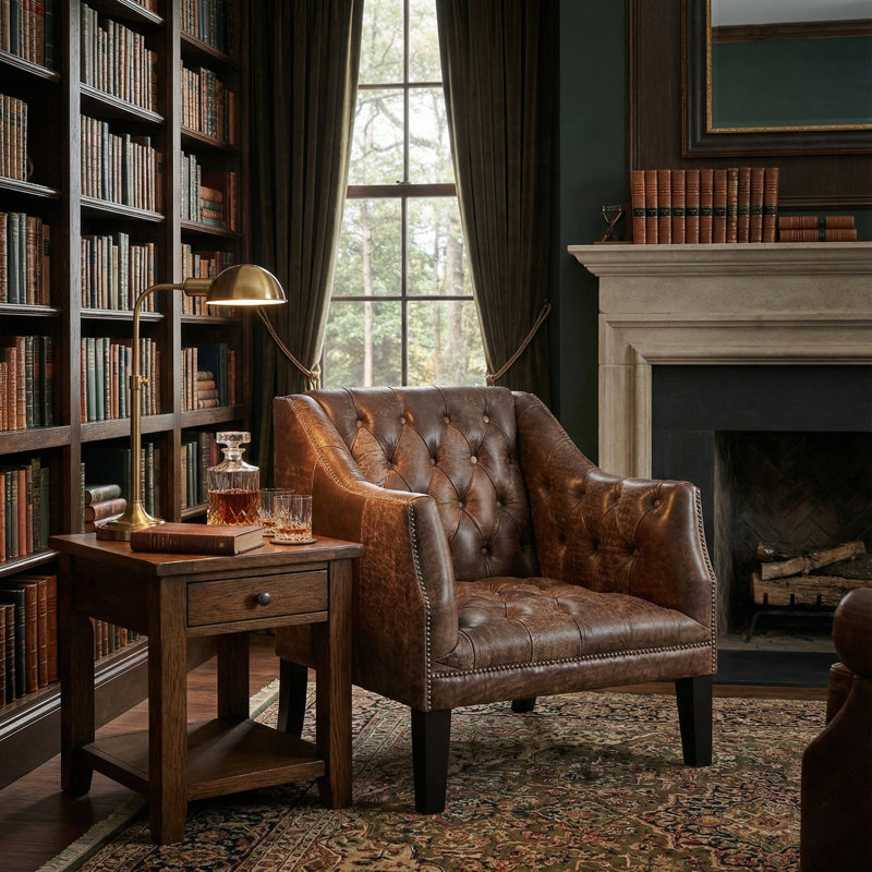 Manor Club Chair, Vintage Umber Leather