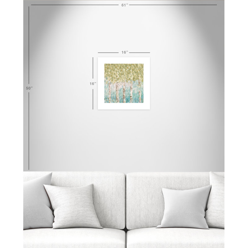 Bouleau doux aqua II - peinture sans cadre, H 16 po x l 16 po x P 0,1 po