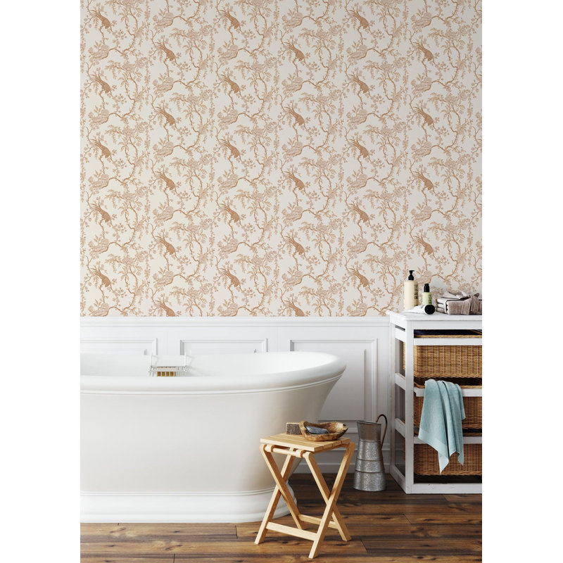 Lady Charlotte Birdsong 10' L x 24" W Wallpaper Roll, Cream, Self-adhesive, PVC