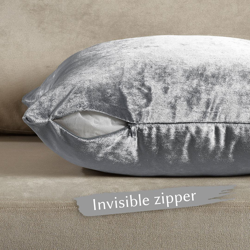 Housse de coussin en velours brillant, Argent argent, Square 14"