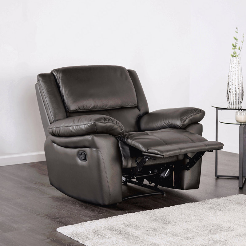 Fauteuil inclinable manuel noir transitionnel - accoudoirs coussinés, garniture à passepoil