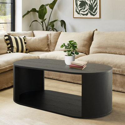 Levian Oval 47.5" Storage  Floor Shelf Coffee Table