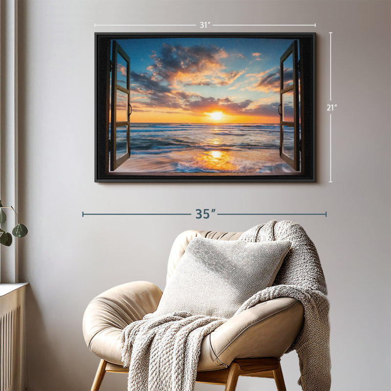 Plage «Window To Pacific Beach», reproduction sur toile, H 21 po x l 31 po