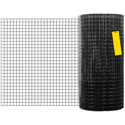 36in x 50ft Welded Wire Fence 1in x 1in Mesh 16 Gauge Vinyl Coated Galvanized Steel Wire Mesh Roll 1 Piece Black