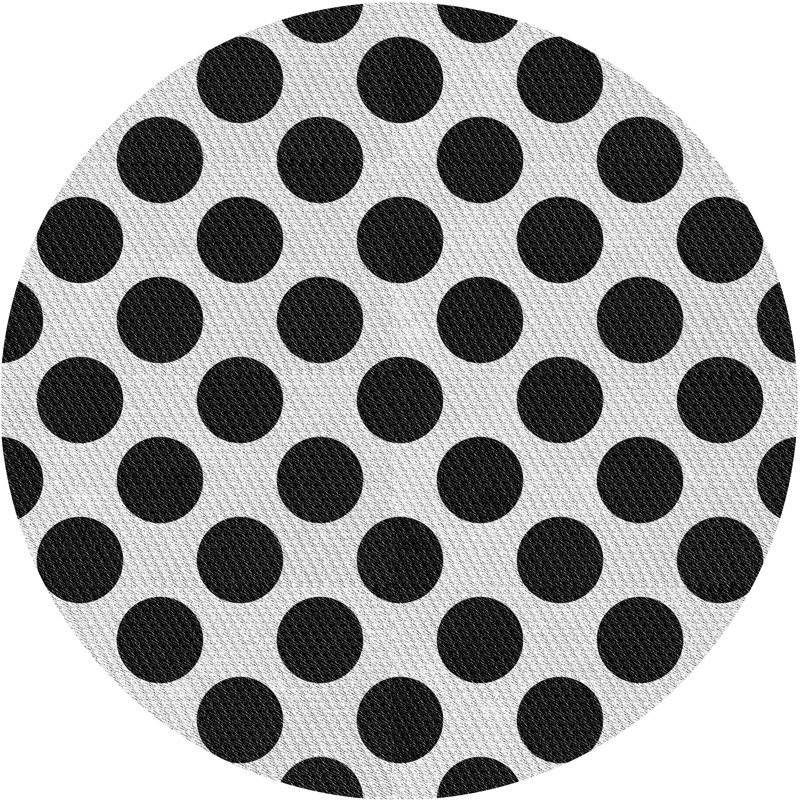 Tapis noir et blanc à motif géométrique, Rond 6 pi