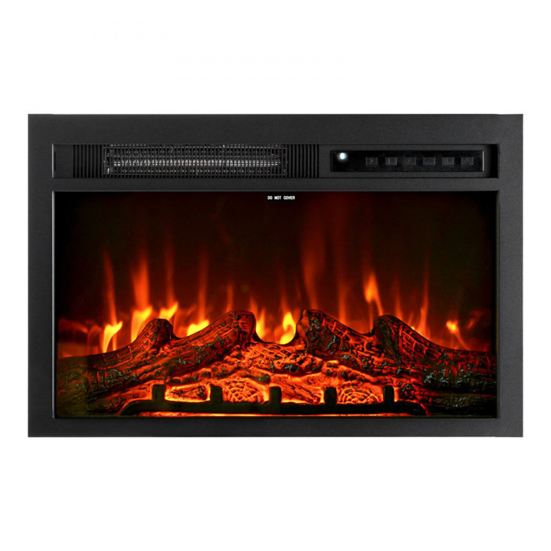 Electric Fireplace Insert, 26 inch Recessed and Wall Mounted with Adjustable Flame Color Brightness & 8h Timer & Remote Control, Indoor Heater w/ 750W/1500W Dual Heating Modes, 5000BTU Black