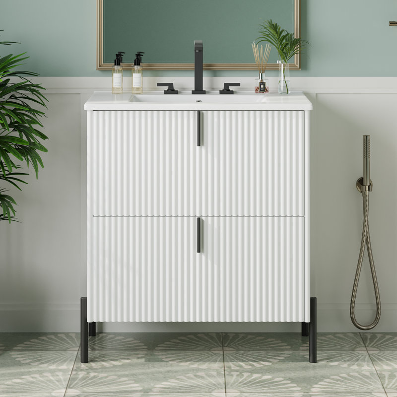 Bathroom Vanity With Ceramic Sink, White