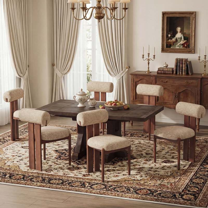 48 cm H Fabric Side Chair, 6, Camel, Walnut