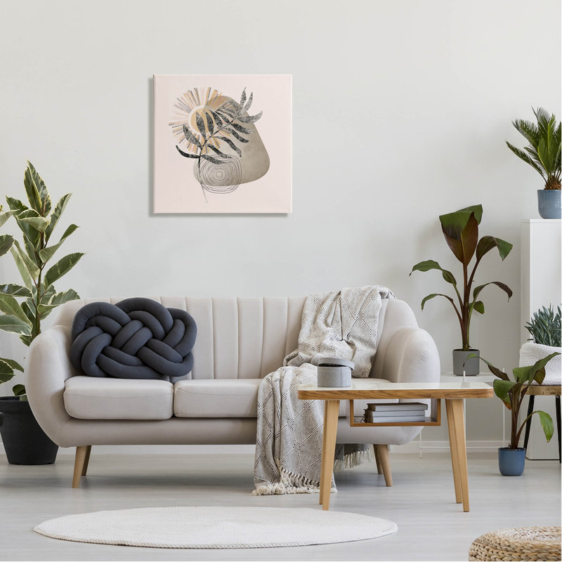 «Modern Boho Plant Leaf Sun», art giclée par Lil 'Rue, Cadre noir, H 24 po x l 24 po x P 1,5 po